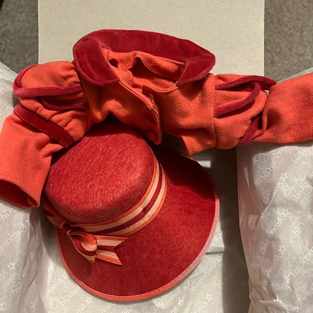 Retired Caroline’s spencer & hat. New, never used. Box damaged from storage.